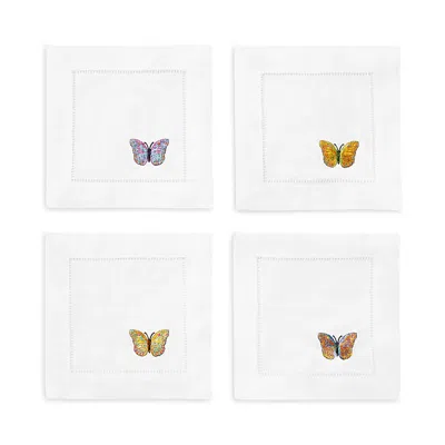Sferra Bordano Cocktail Napkin, Set Of 4 In White Multi