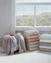 Sferra Brushed Cotton Herringbone-weave Throw In Charcoal