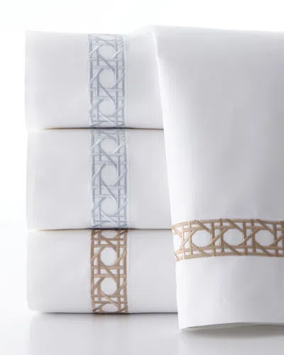Sferra Cane Ii Embroidered 4-piece King Sheet Set In White