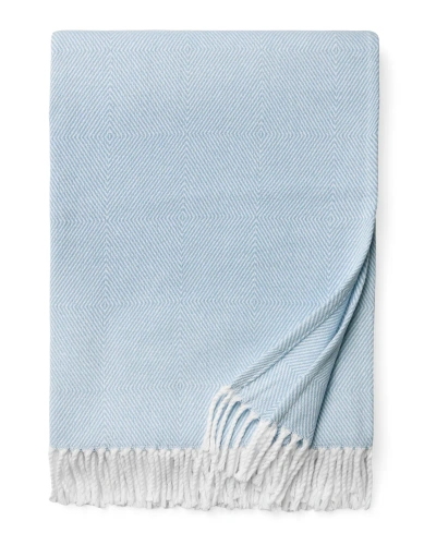 Sferra Capriana Brushed Cotton Throw, 51" X 71" In Sea
