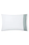Sferra Casida Standard Pillowcase, Pair In White/seagreen
