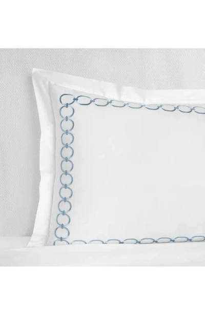 Sferra Catena Cotton Percale Boudoir Pillow Sham In White/ Sea