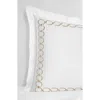 Sferra Catena Cotton Percale Euro Pillow Sham In White/ Sand