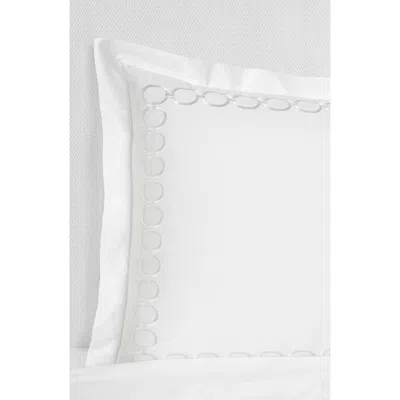 Sferra Catena Cotton Percale Euro Pillow Sham In White/lunar
