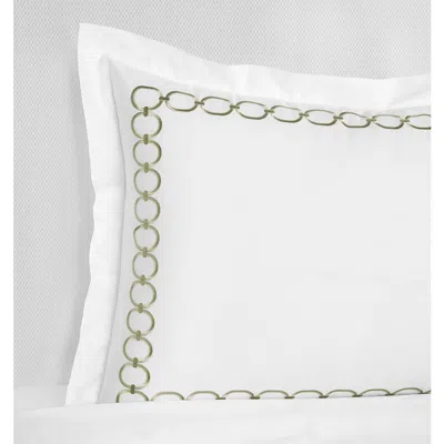 Sferra Catena Cotton Percale Euro Pillow Sham In White/willow