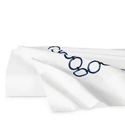 Sferra Catena Flat Sheet, Full Queen In White/navy