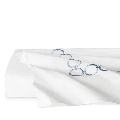 Sferra Catena Flat Sheet, Full Queen In White/sea