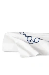 Sferra Catena Flat Sheet, Full Queen In White/ Navy