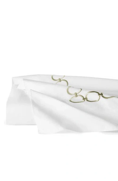 Sferra Catena Flat Sheet In White/ Willow