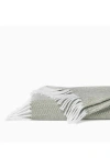 Sferra Celine Fringed Herringbone Cotton Throw In White/willow