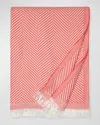 Sferra Costa Herringbone-weave Throw In Red