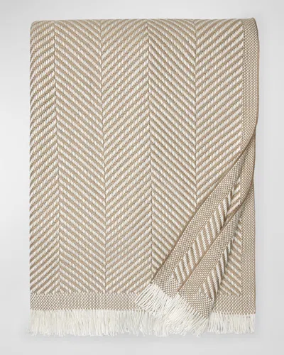 Sferra Costa Herringbone-weave Throw In Grey