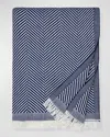 Sferra Costa Herringbone-weave Throw In Navy