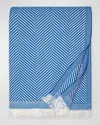 Sferra Costa Herringbone-weave Throw In Blue