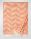 Sferra Costa Herringbone-weave Throw In Peach