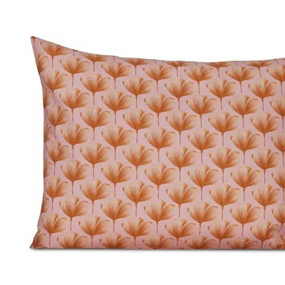 Sferra Edna Reversible Ginkgo Leaf Sham, Standard In Pink/orange