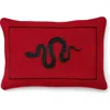 Sferra Embroidered Snake Accent Pillow In Red/black