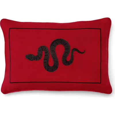 Sferra Embroidered Snake Accent Pillow In Red/black