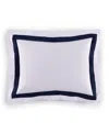 Sferra Estate Woven Cotton Boudoir Sham, 12" X 16" In White,navy