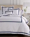 Sferra Estate Woven Cotton Duvet Cover, Twin In White,navy