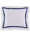 Sferra Estate Woven Cotton Sham, King In White,navy