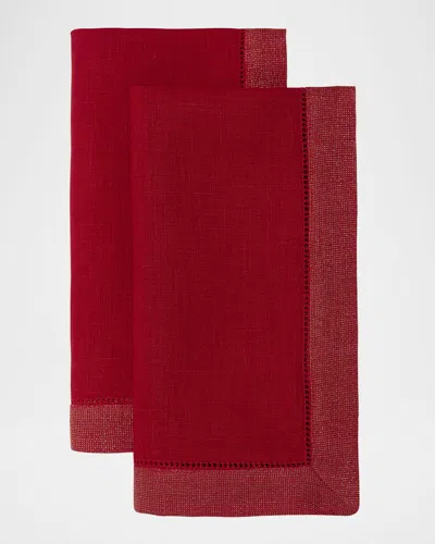 Sferra Filetto Dinner Napkins, Set Of 4 In Red/gold