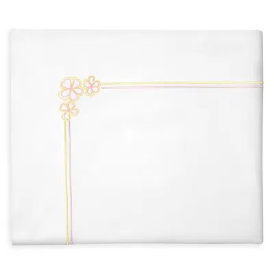 Sferra Fiorina Flat Sheet, Twin In White/carnation