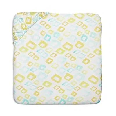 Sferra Geometrico Fitted Sheet, Full In Aqua