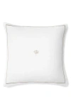Sferra Ginkgo Embroidered Linen Accent Pillow In White/ash