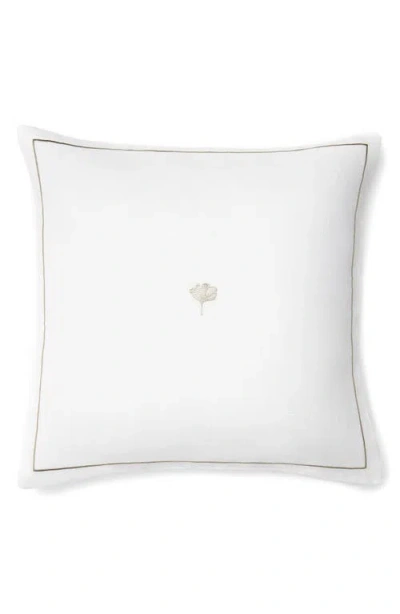 Sferra Ginkgo Embroidered Linen Accent Pillow In White/ash
