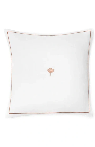 Sferra Ginkgo Embroidered Linen Accent Pillow In White/russet
