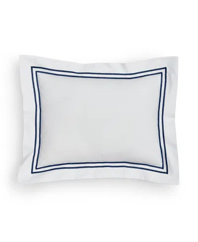 Sferra Grand Hotel Cotton Boudoir Sham, 12" X 16" In White,navy