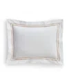 Sferra Grand Hotel Cotton Boudoir Sham, 12" X 16" In White,taupe