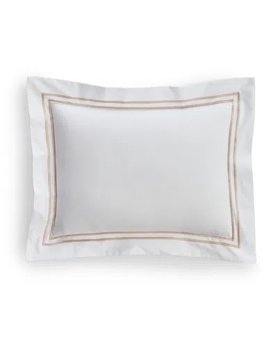 Sferra Grand Hotel Cotton Boudoir Sham, 12" X 16" In White,taupe
