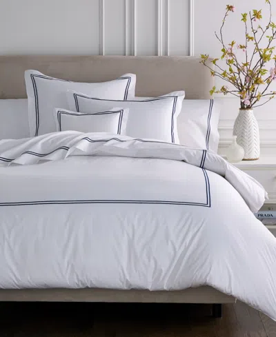 Sferra Grand Hotel Cotton Duvet Cover, King In White,navy