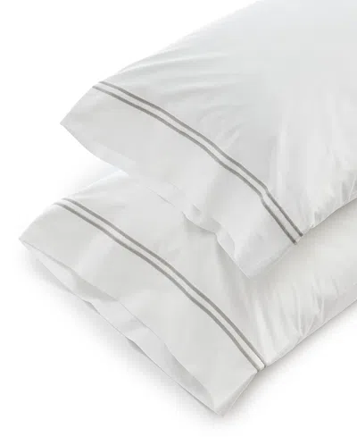 Sferra Grand Hotel Cotton Pillowcase, King In White,silver