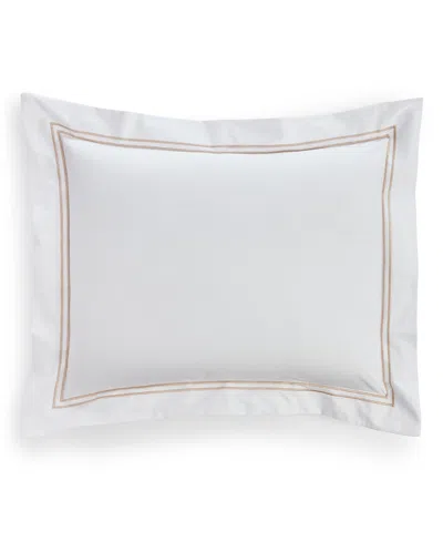 Sferra Grand Hotel Cotton Sham, Standard In White,taupe