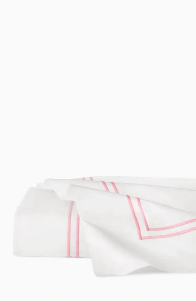 Sferra Grande Hotel Cotton Flat Sheet In White/pink