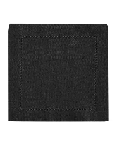 Sferra Hemstitch Cocktail Napkins, Set Of 6 In Black