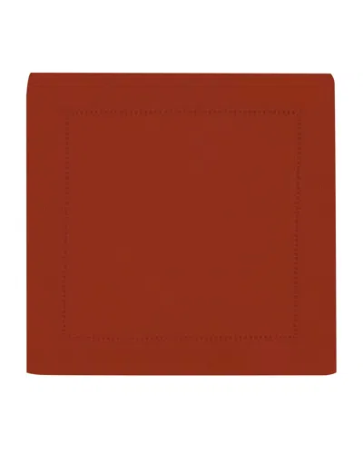 Sferra Hemstitch Cocktail Napkins, Set Of 6 In Cinnabar