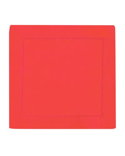 Sferra Hemstitch Cocktail Napkins, Set Of 6 In Raspberry