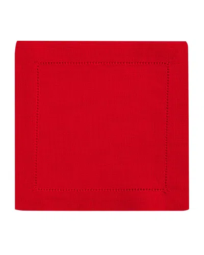 Sferra Hemstitch Cocktail Napkins, Set Of 6 In Red