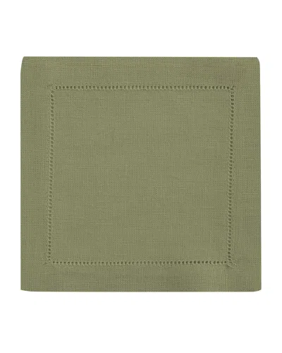 Sferra Hemstitch Cocktail Napkins, Set Of 6 In Green