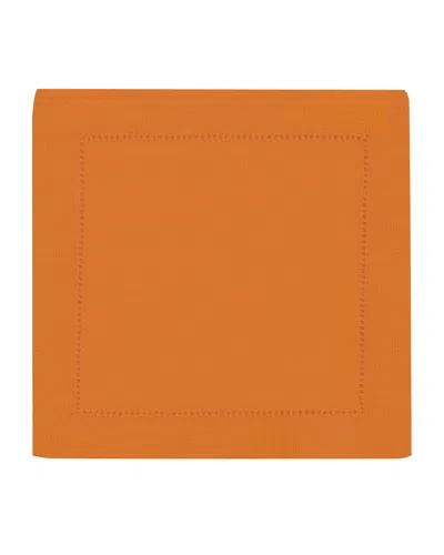 Sferra Hemstitch Cocktail Napkins, Set Of 6 In Tangerine