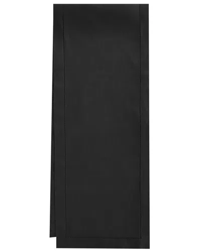 Sferra Hemstitch Table Runner, 15" X 108" In Black