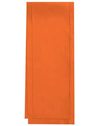 Sferra Hemstitch Table Runner, 15" X 108" In Tangerine