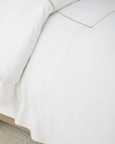 Sferra Marcus Classic 3-piece Full/queen Duvet Set In White/taupe
