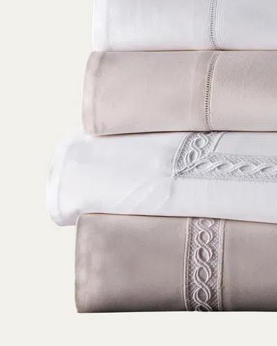 Sferra Queen Lace Sateen Duvet Cover In White