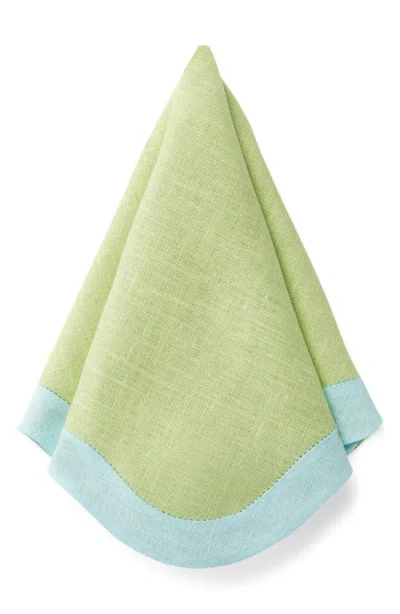 Sferra Ondulato Set Of 4 Linen Dinner Napkins In Green