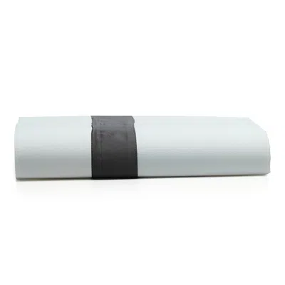 Sferra Orlo Flat Sheet, Full/queen In White/charcoal